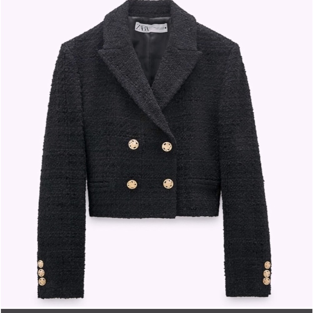 NWOT ZARA CROPPED TEXTURED BLAZER, blogger favorite